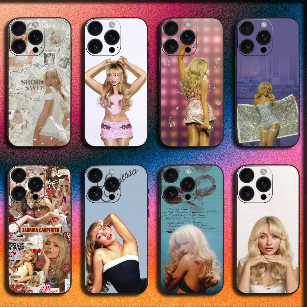 

Singer S-Sabrina Carpenter Phone Case For iPhone 17,16,15,14,13,12,Pro,Max,Plus,E,SE4,Air,Mini Black Cover