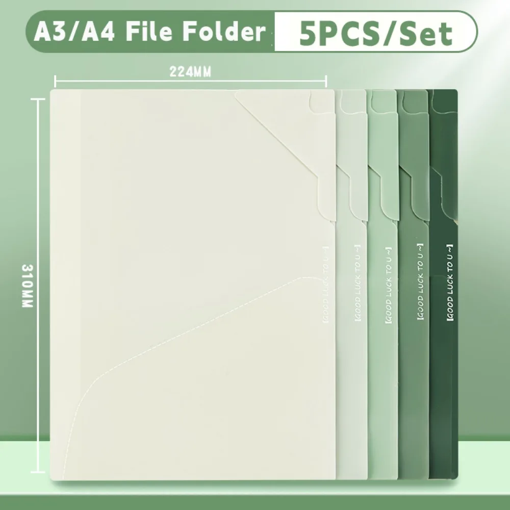 

5PCS/Set New A3/A4 File Folder Gradient Color Waterproof Contract Folder Thickened Exam Paper Storage Clip School Office