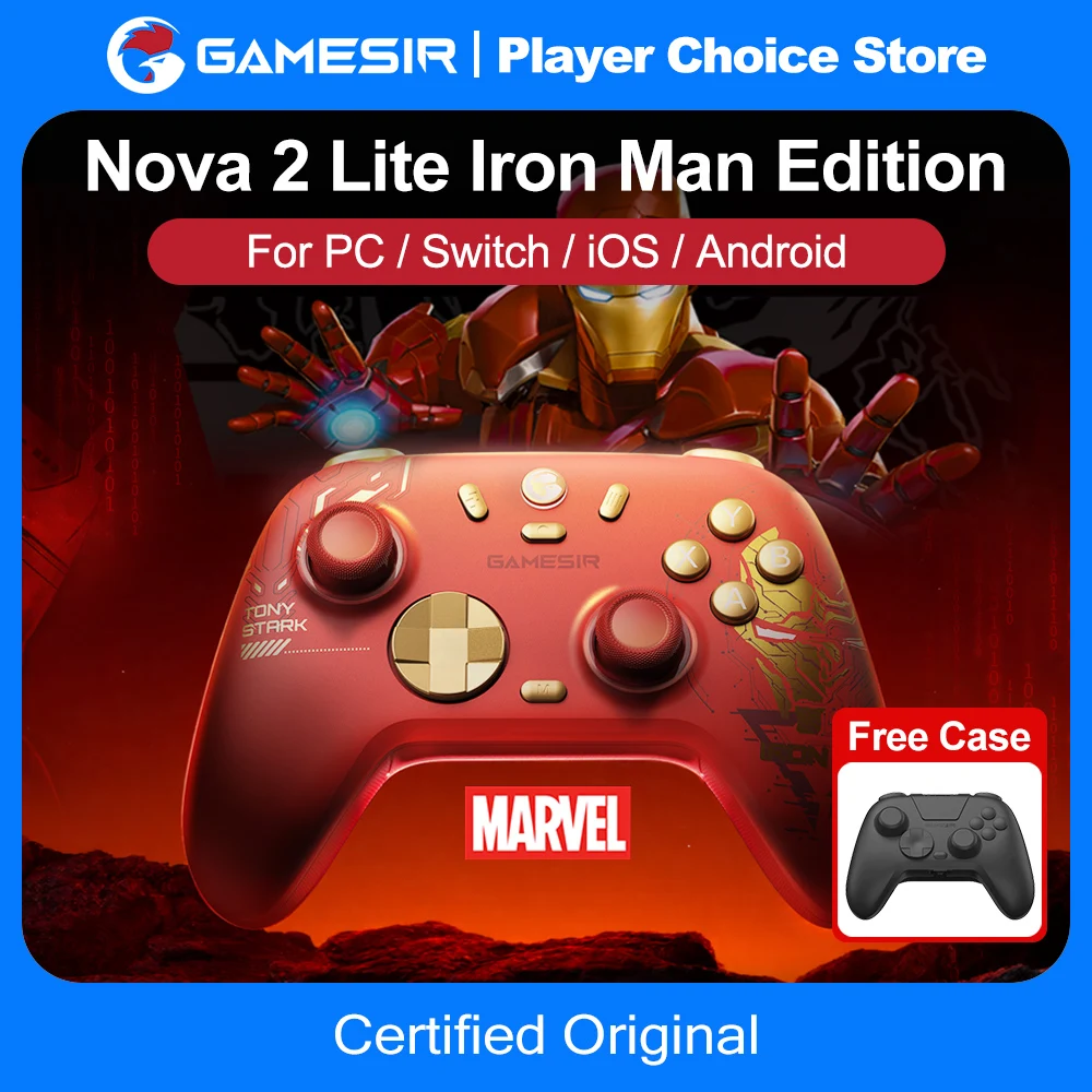 

GameSir Nova 2 Lite Iron Man Edition PC Gamepad Wireless Controller for Windows iOS Android Mobile Steam Switch 2&1 Controle