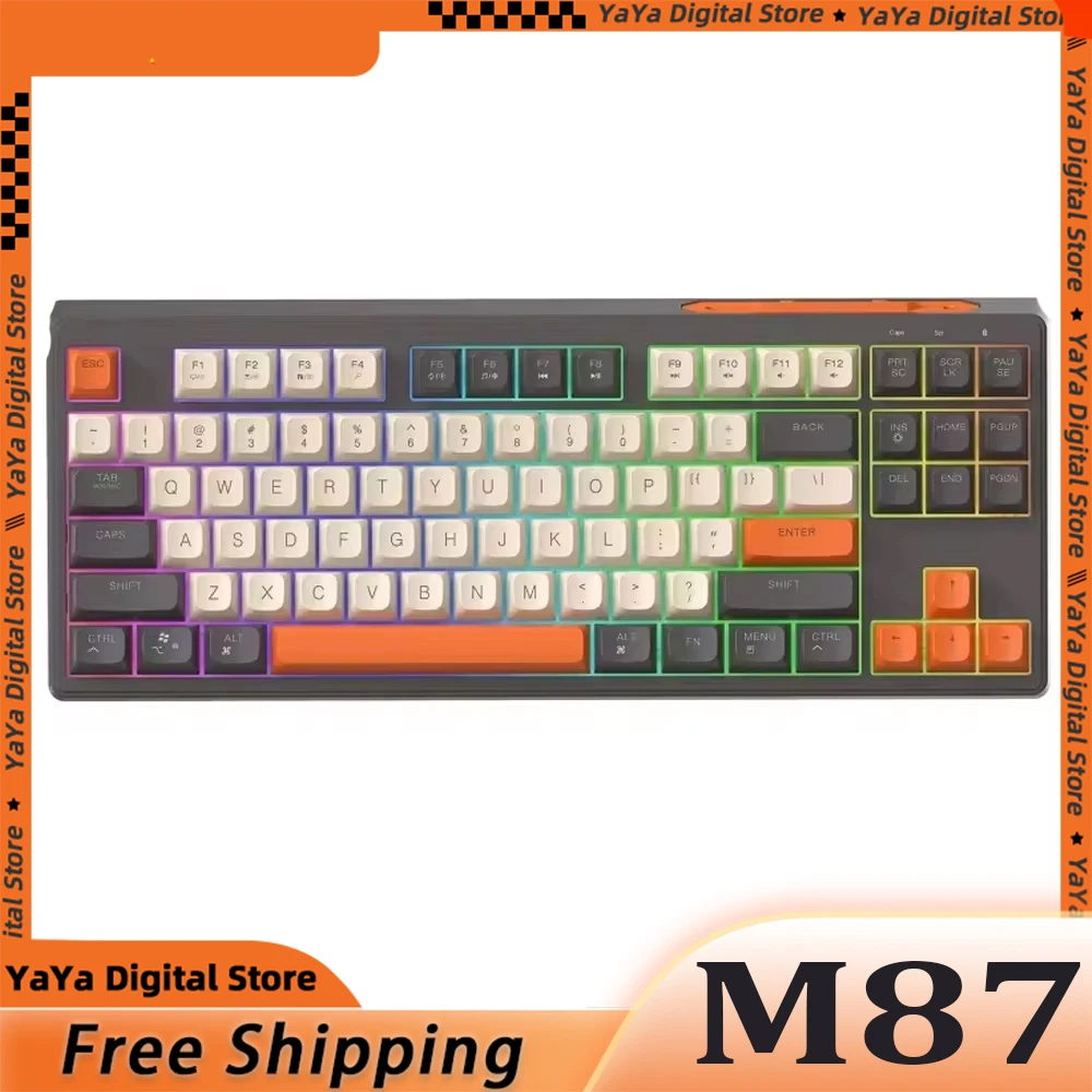 

Freewolf M87 Mechanical Keyboard Wireless Bluetooth Ziyoulang PBT Keycap Dual Mode Gaming Keyboard Office Silent Ergonomic Gift