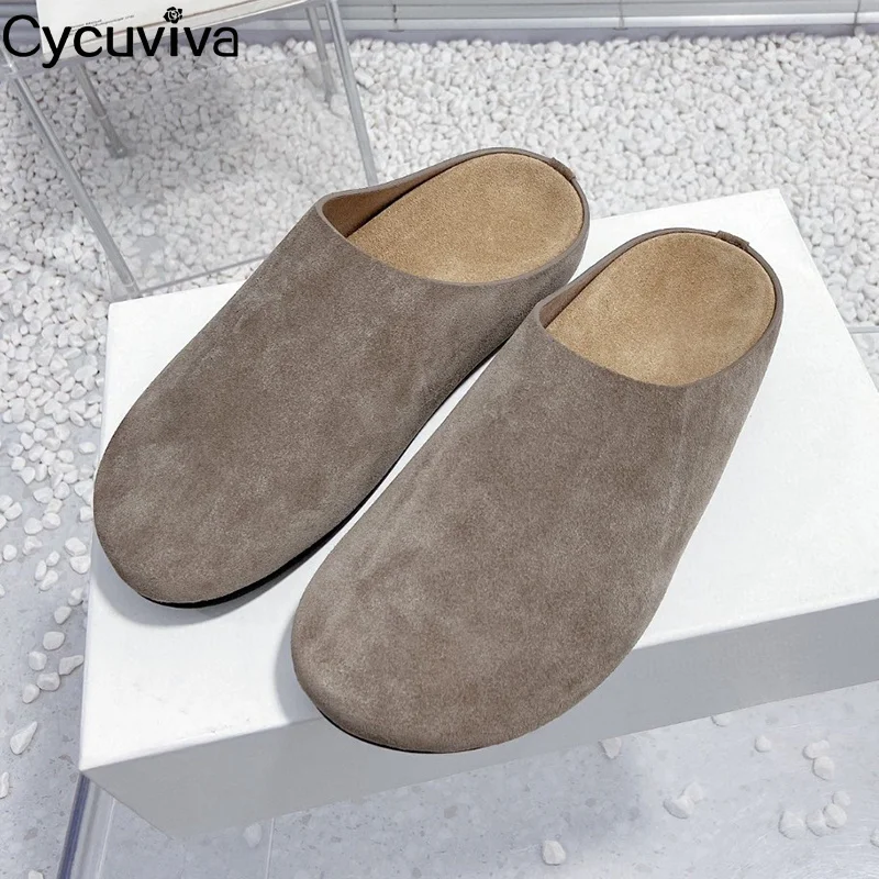 Zapatillas de plataforma planas para mujer, zapatos planos de piel de ante con punta redonda, cómodos para caminar en primavera