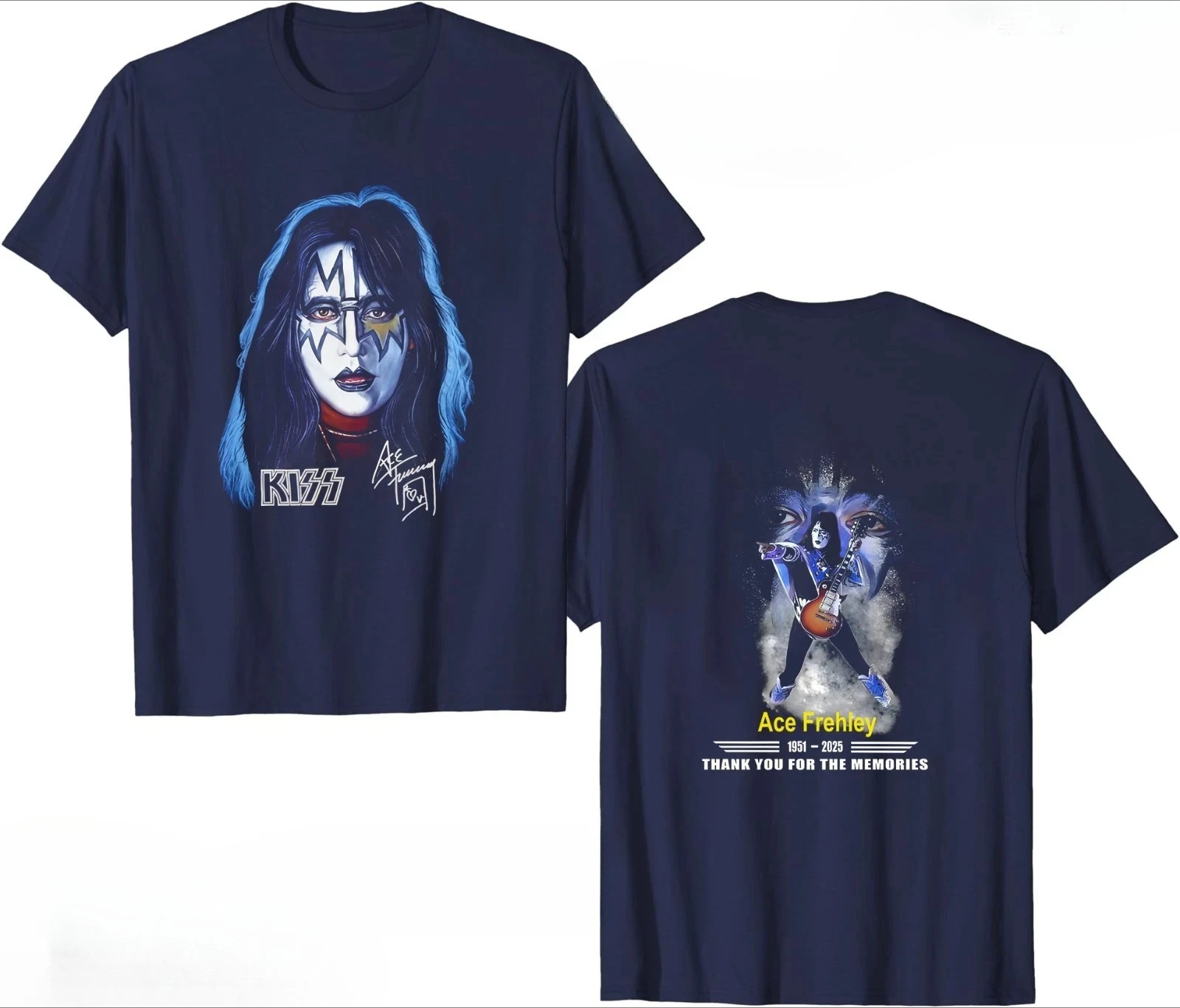 جديد Ace Frehley الأسطوري 1951-2025 تحية تذكارية التي شيرت متعدد الألوان الراقية الفاخرة لكل من الرجال والنساء أفضل Y2k الصيف #3