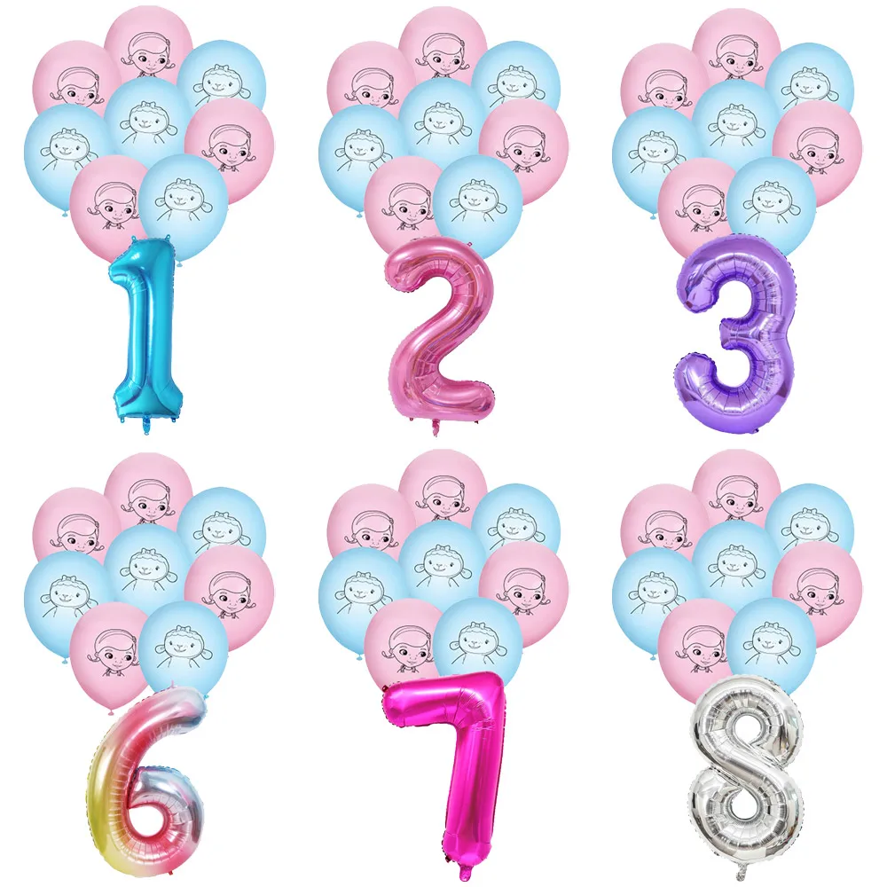 

Pink Toy Little Doctor Theme Birthday Party Decoration Number Aluminum Film Balloon Baby Shower Photography Props Girl Gift