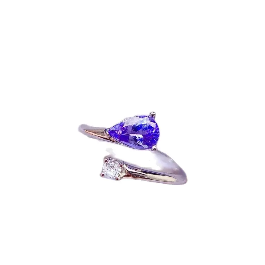 SHILOVEM 925 sterling silver Natural Tanzanite rings classic fine Jewelry  women wedding gift  wholesale 5*7mm lj050799agts