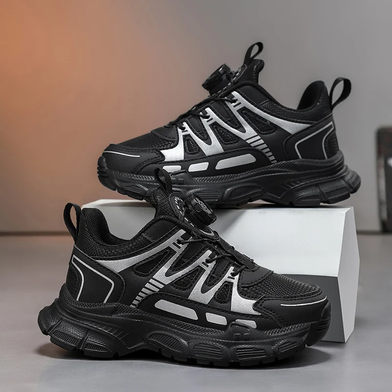 Kids Boys Chunky Sneakers Breathable Mesh Non Slip Thick Cushion Sole Luxury Athletic Running Children Shoes for School Outdoor