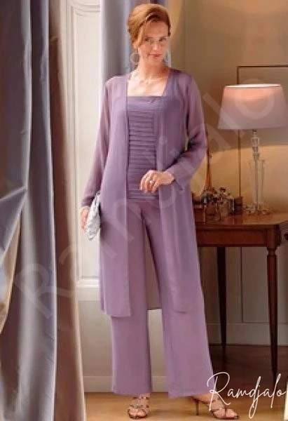 Customized Lavender Mother of the Bride Pantsuit Weddings Party with Coordinating Jacket and Pleated Tank for Formal Occasions