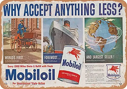 Wall-Color  Metal Sign - 1950 Mobil Oil - Vintage Look