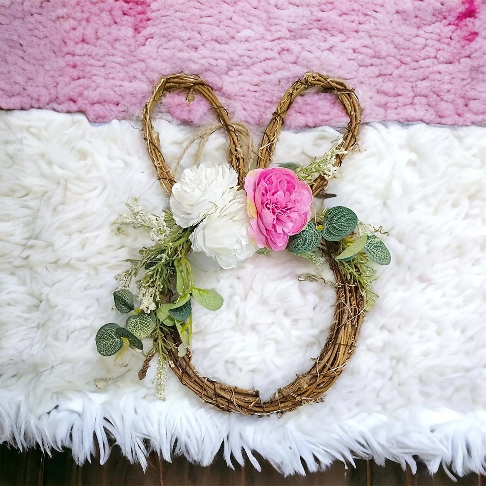 

Easter Bunny Wreath Gift Wall Hanging Ornament for Front Door Outdoor Window