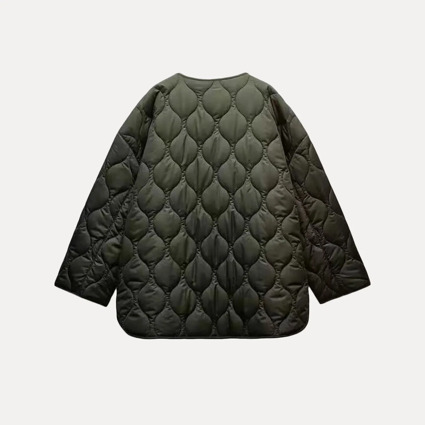 Loose Long Sve Jaet Simple Design Autumn New Women's Faion Outerwear Z Commute Sle V-Ne Zipper Pure Color