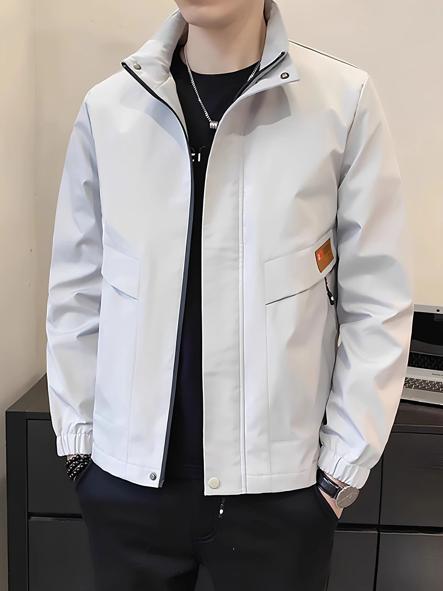 

Warm Fce Lined Casual Stand Collar Men's Jaet Faionable Autumn Winter Outerwear TUCANO Brand Polyester Fabric Long Sle...