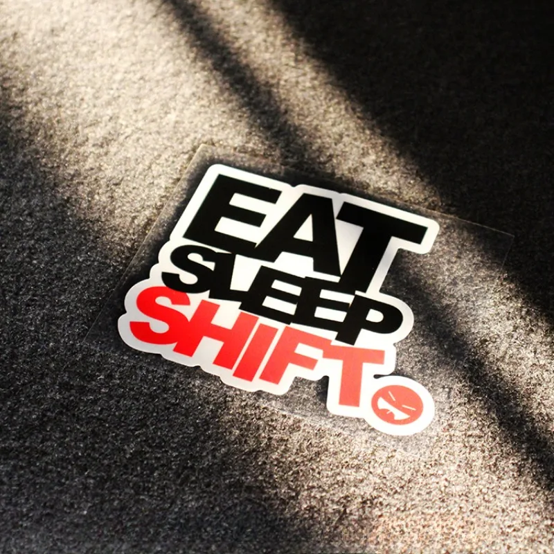 1PC EAT SLEEP SHIFT Adesivi moto Impermeabile Moto Carenatura Serbatoio carburante Scooter fai da te Corpo Divertente Durevole Decalcomanie in vinile