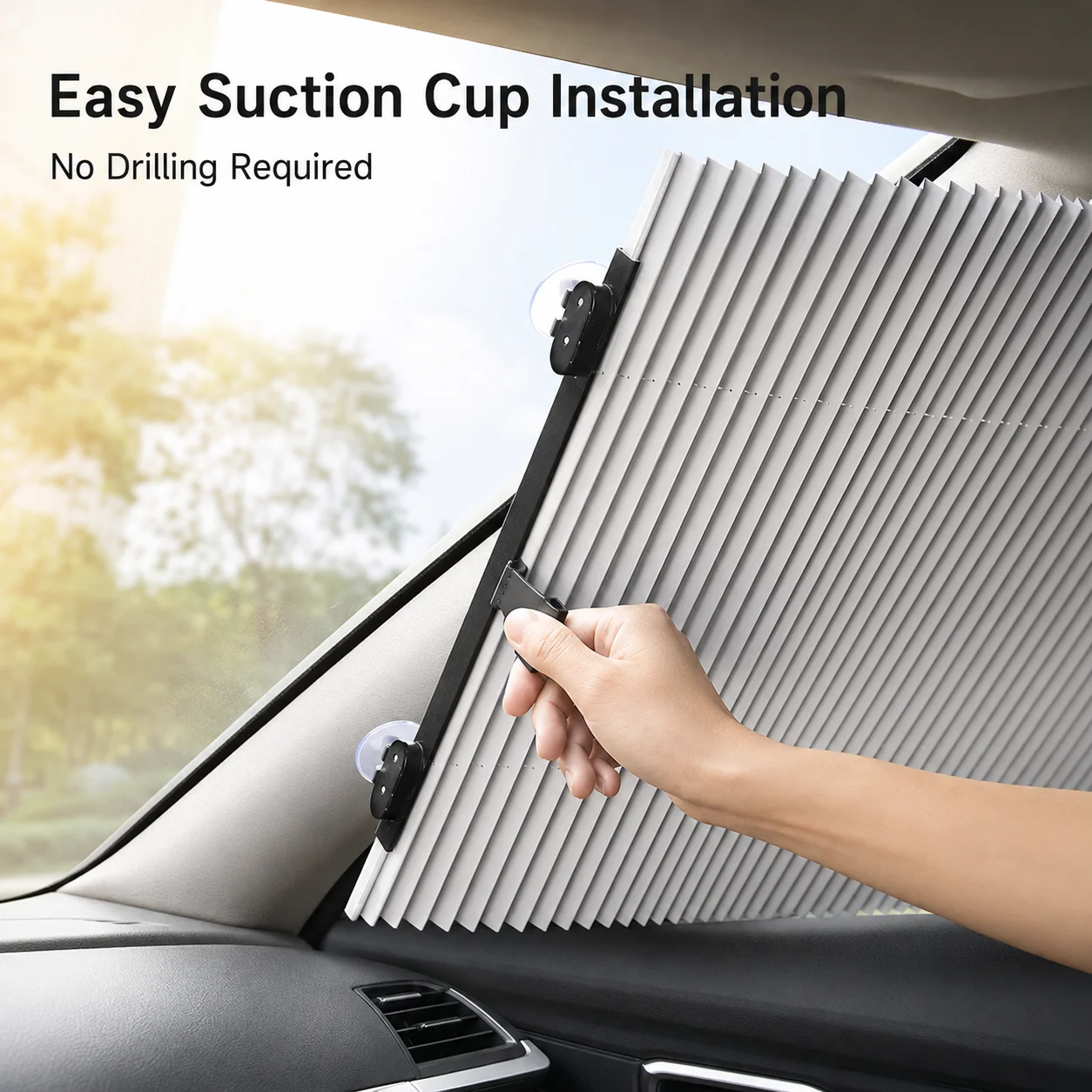 Retractable Car Windshield Sun Shade Curtain Universal Foldable Sun Visor Heat Insulation Aluminum Foil UV Blocker