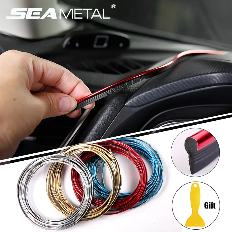 SEAMETAL 5/10M Faixas de Acabamento Interno Automotivo Anti-riscos para Painel e Preenchimento de Frestas, Linha Flexível DIY para Acessórios de Estilização Automotiva