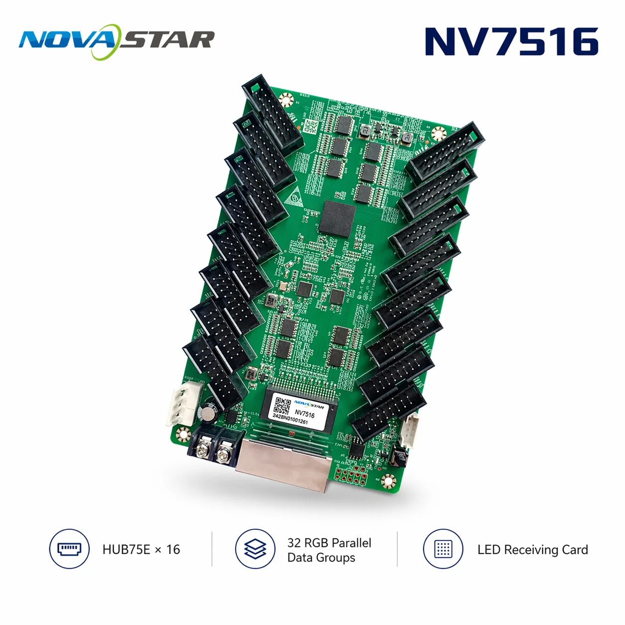 Novastar-tarjeta de recepción LED, sistema de Control de pantalla de DH7508-S, DH7512-S, sincrónico, 128x256 píxeles, 8 x interfaz HUB75E