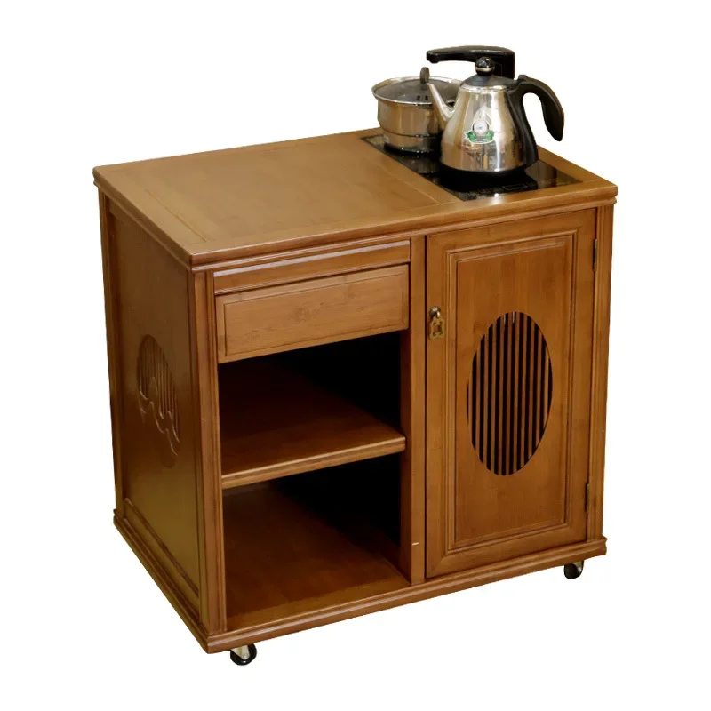 شرفة طاولة شاي صغيرة، خزانة شاي متنقلة، طاولة شاي منزلية متعددة الوظائف لصنع الشاي
