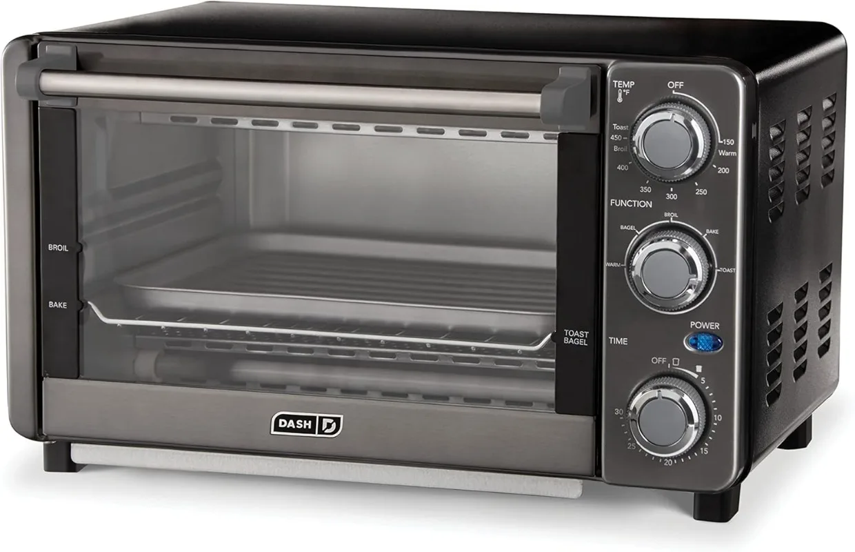 Countertop Toaster Oven, Bake, Broil, and Toast with 4 Slice Capacity and Pizza Capability – Black