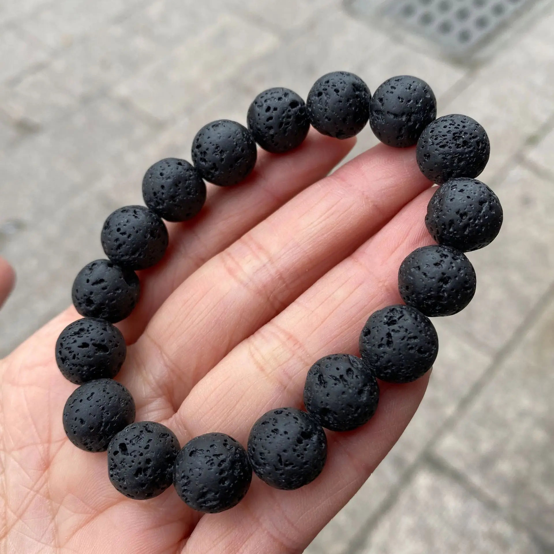 6/8/10/12MM Beads Stretch Bracelet for Women Men Natural Volcanic Lava Stone Charm Bracelets Jewelry Energy Yoga Pulsera Hombre