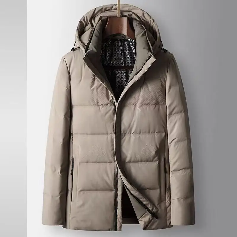 

Новинка осени/зимы 20%, мужской пуховик с капюшоном, утепленный пух, теплая и морозостойкая качественная деловая куртка со съемной шапкой