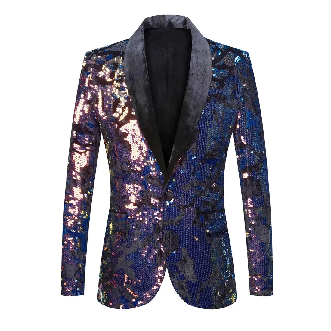 Jackets Groom Wedding Banquet Blazer Tuxedo Men's Shiny Sequins Velvet Slim Suit Stylish Bar Male Singer Host Stage Coat Costume