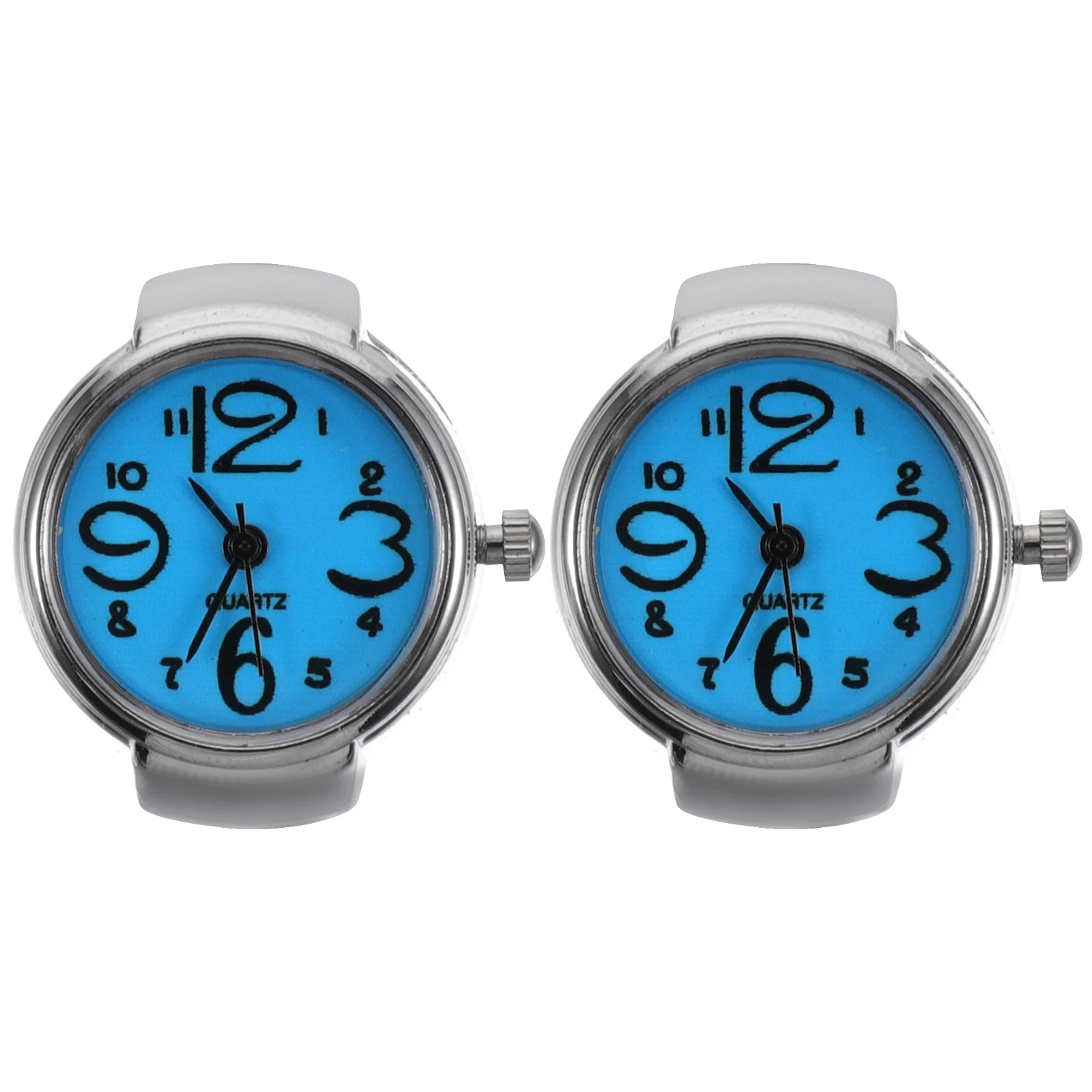

2pcs Ring Watch For Women Mini Quartz Watches Big Numbers Time Display Gift Idea For Kids Friends Ring Watches