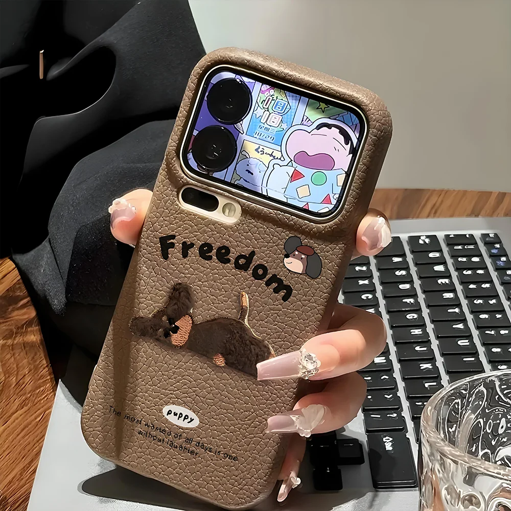 Suitable for iPhone 12-17/Plus/Pro/Pro Max series cases, high-fashion New Year litchi texture embroidered mirror stand