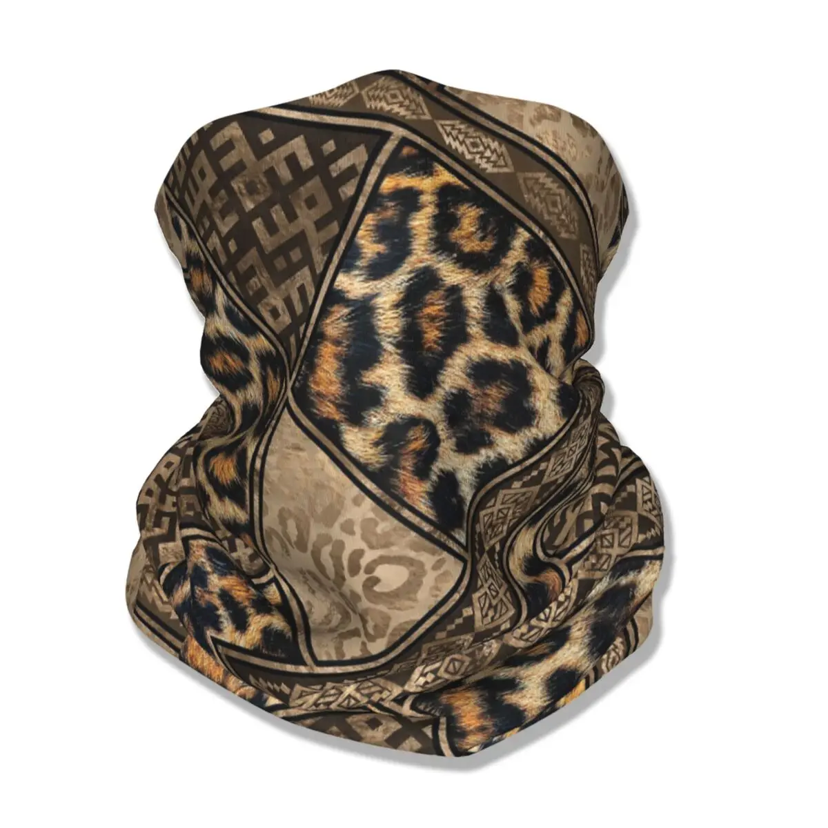 

Леопардовый мех с этническими украшениями, бандана, гетры с принтом животного, леопардовый узор, шарф, маска для лица, унисекс, ветрозащитная для взрослых