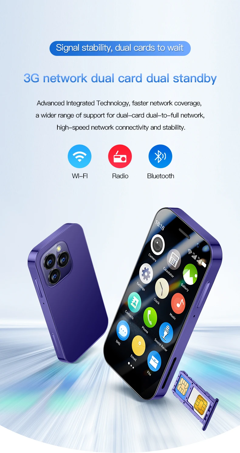 SOYES XS17 Pro 3G Smartphone 3.0inch MTK Quad Core 2GB RAM 16GB ROM Dual SIM 5MP 1950mAh Android Mini Cellphone Face Recognition