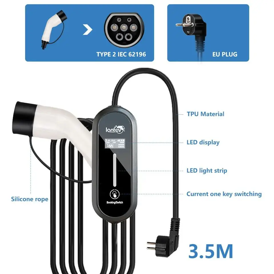 IANTEV MT10 PLUS caricabatteria per auto elettrica tipo 2 3.5KW EV cavo di ricarica tipo 1 stazione di ricarica EV Wallbox EVSE