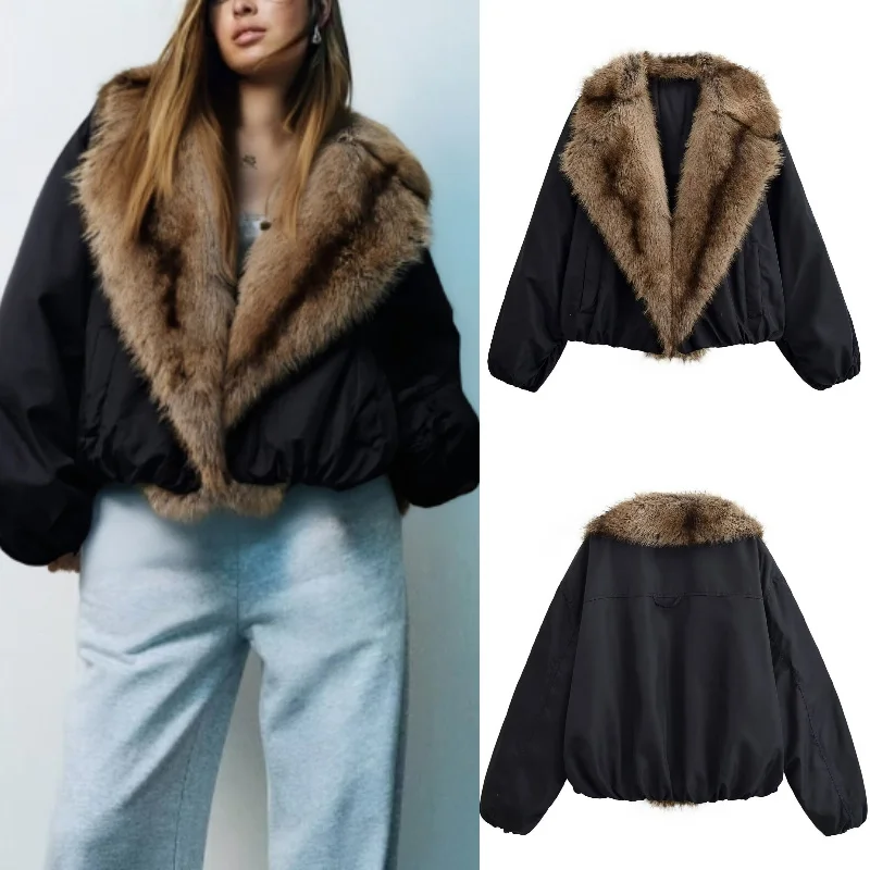 

Элегантная куртка с меховым воротником на осень/зиму 202, модная стильная дизайнерская новинка, новые поступления для женской верхней одежды
