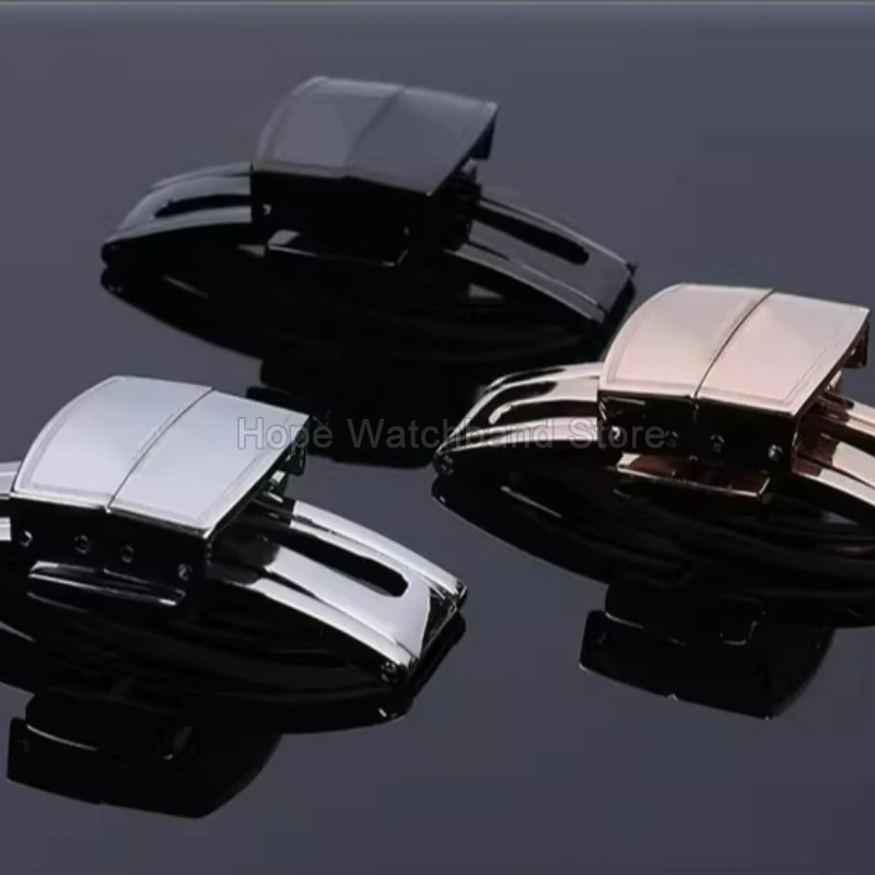 Stainless Steel Buckle Rose Silver for Patek Philippe Aquanaut 5164/5167 Silicone Watch Strap Dense Anti Scratch Folding Clasp