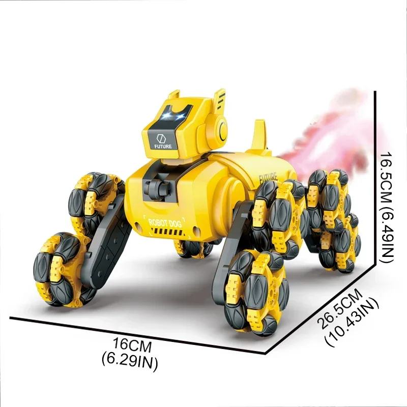 RC Robot Spray Luci per cani Musica Doppio telecomando Intelligente Stunt Meccanico Cane Rotazione di deriva a 360° Giocattoli per bambini Regalo per ragazzi
