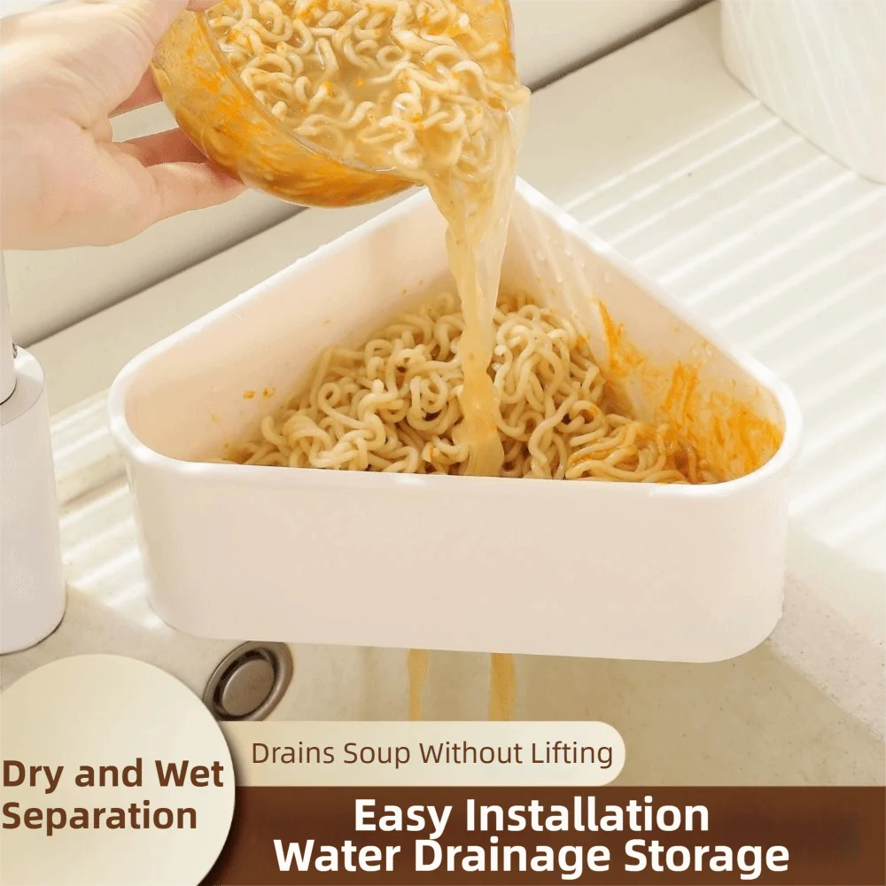 Triangle shaped Faucet Drainage Basket Compact Quickly Drain Food Residue Separator Self-Cleaning Durable