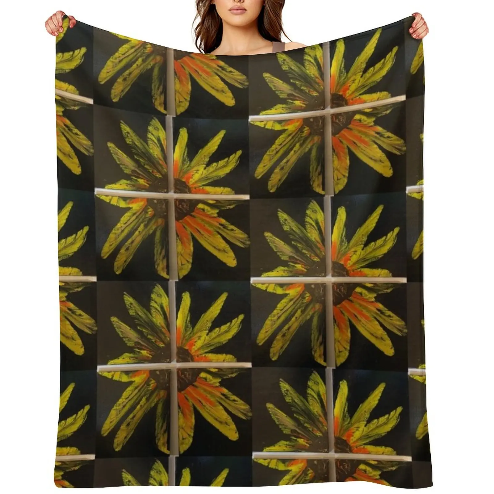 

Sunflower Abstract Fluid Art Throw Blanket Plush Blankets For Baby Thermals For Travel Custom Blankets