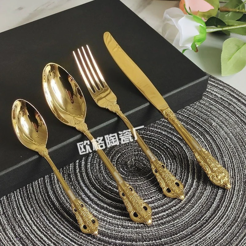 

Сверхмощный набор вилок для стейка из нержавеющей стали с тарелкой, посуда из 4 предметов для ресторана и домашней столовой