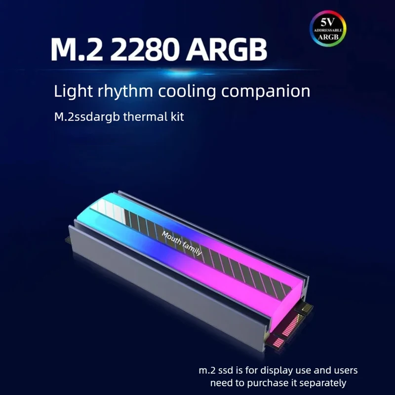 

Радиатор M.2 NVMe SSD, 5 В, 3-контактный, синхронизированное освещение ARGB, 2280 SSD, охлаждающая броня, высокоэффективное рассеивание тепла