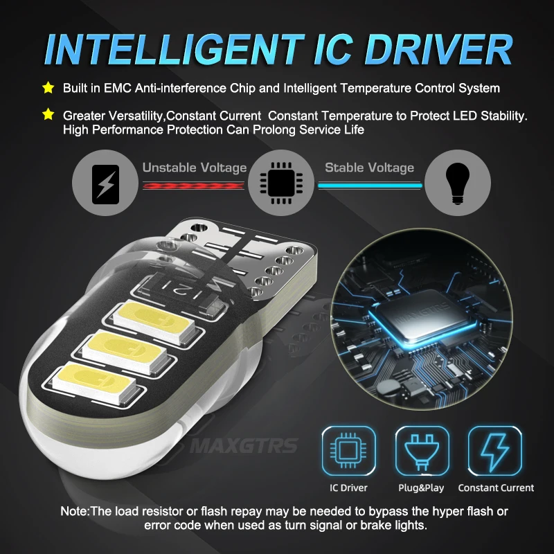 Interior do carro LED DRL fonte de luz, mapa de leitura, luzes indicadoras laterais Dome, 10X alta potência, Chip 2835, T10, W5W, 15W, 194, 168