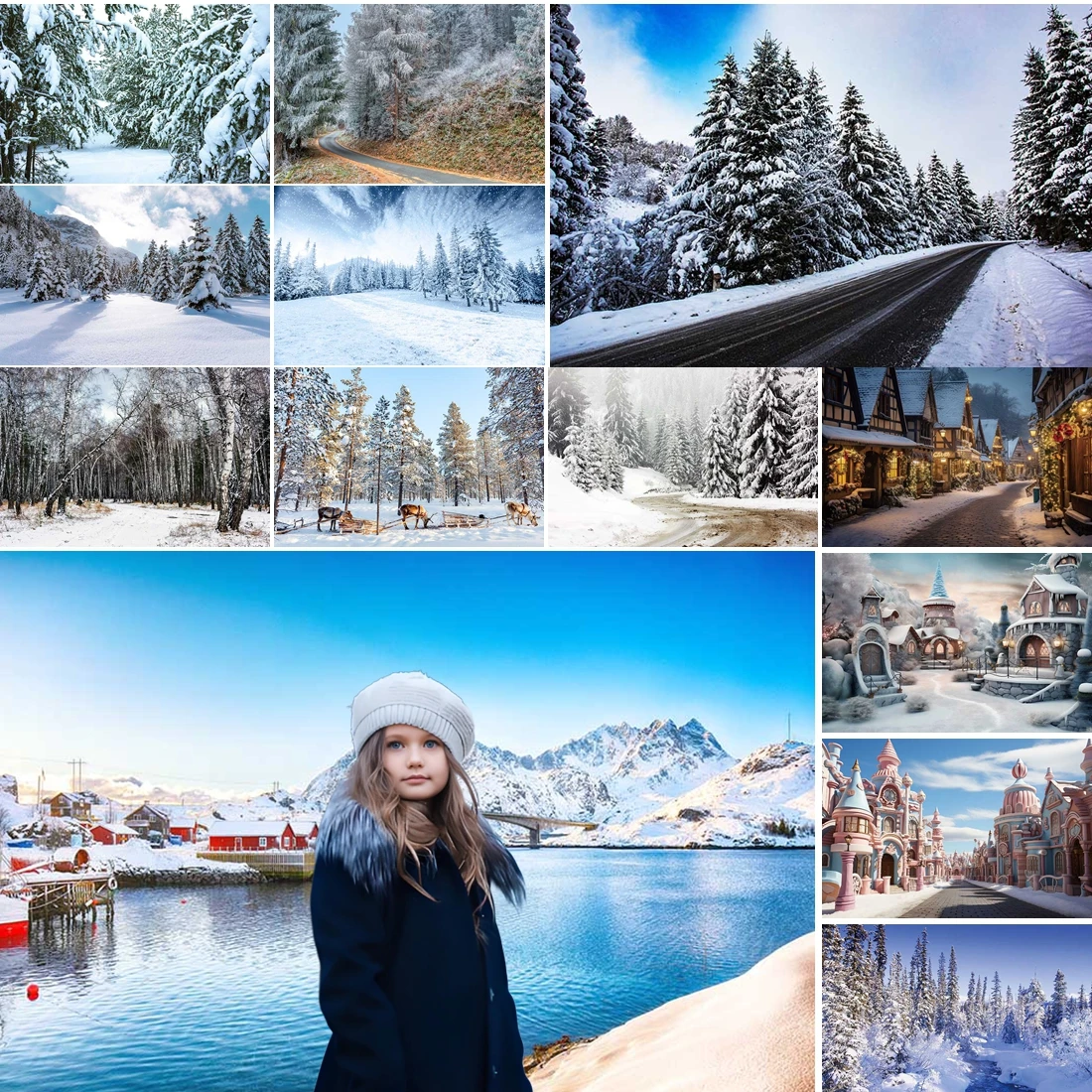 

MOON.QG Winter Landscape Backgrounds For Photographs Alpine Frosty Coastal Backdrop Photo Studio Decoration Photozone Wallpaper