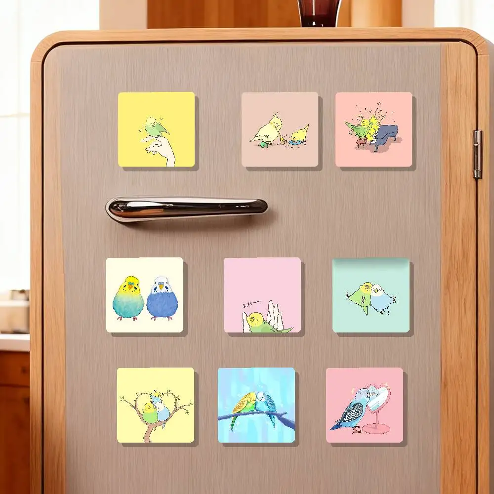 Parrot Birds Cockatiel Refrigerator Magnets Personalized Fridge Magnet Square Shape Fridge Refrigerator Wall Door Decoration