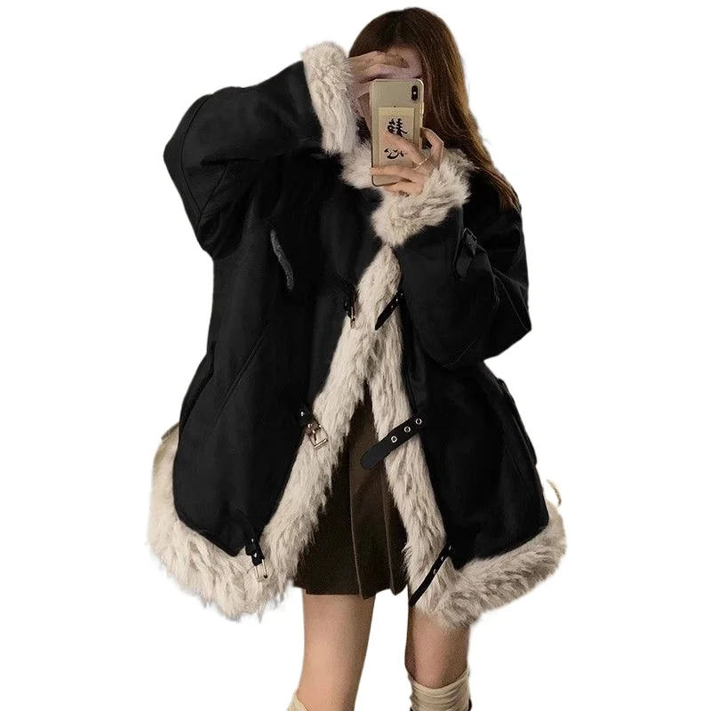 

Maillard Retro Suede Stand-up Neck Cotton-padded Clothes for Men and Women Winter Trendy Couple Clothes Warm Thickened Coats