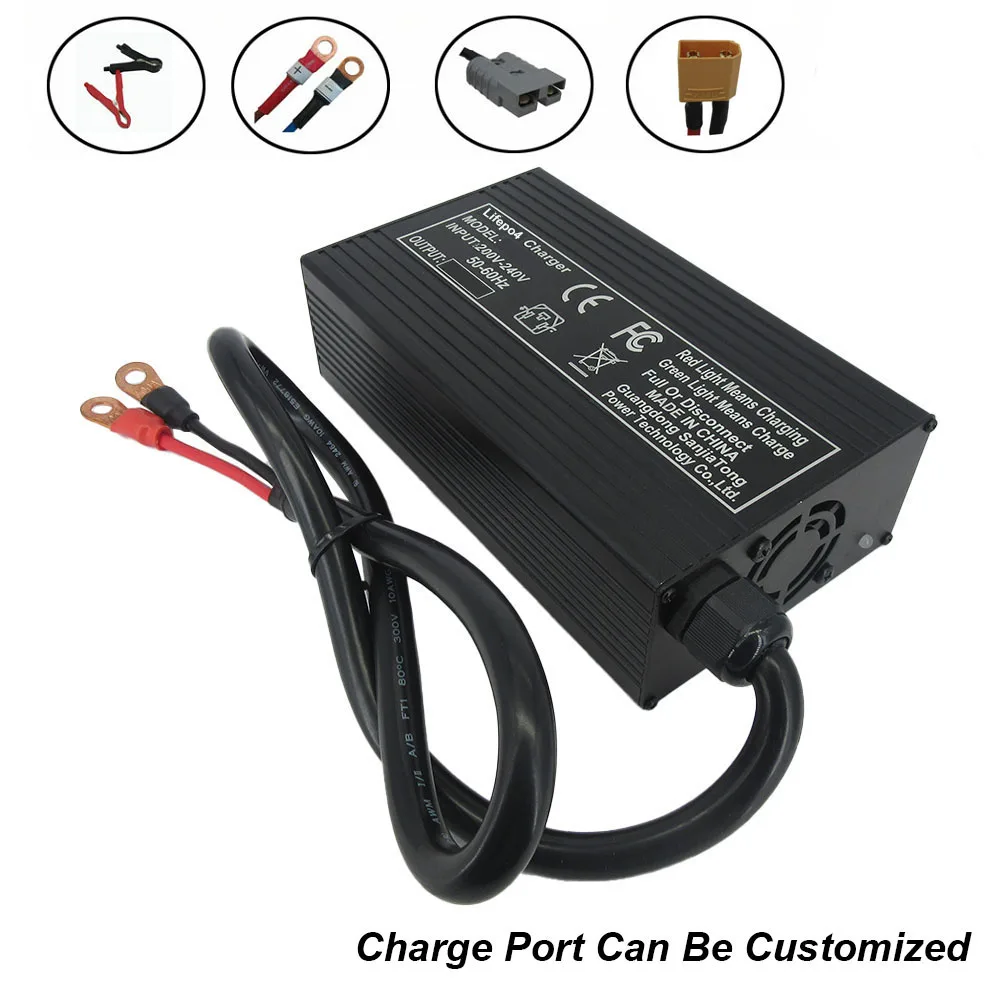12V 40A Lifepo4 고속 충전기 4S 14.6V 리튬 철 인산염 태양계 RV 배터리 충전기 220V 악어 클립