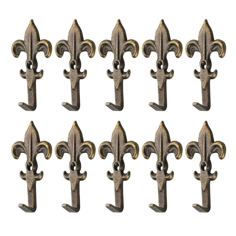 10 pezzi gancio decorazione da parete bronzo antico metallo ganci Vintage supporto per gancio con viti per appendere borse per vestiti asciugamano 2