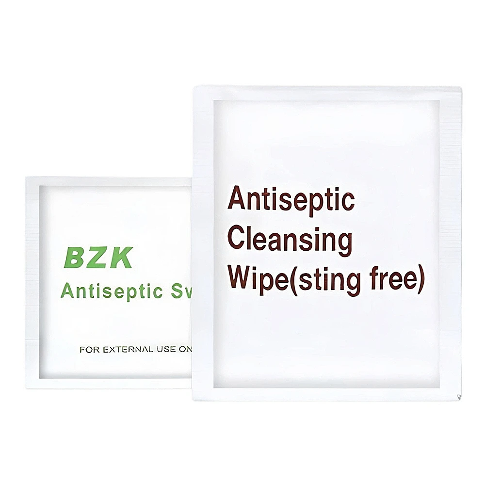 100Pcs BZK Antiseptic Wipes Benzalkonium Chloride Cleansing Towelettes First Aid Wound Care Skin Prep Pads Outdoor Kit