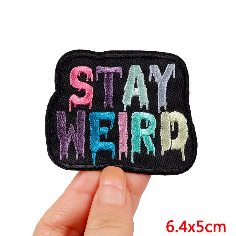 Caution Sign Embroidered Patches for Clothing Thermoadhesive Patches DIY Iron on Patches Punk Fusible Patch Sew Applique Sticker