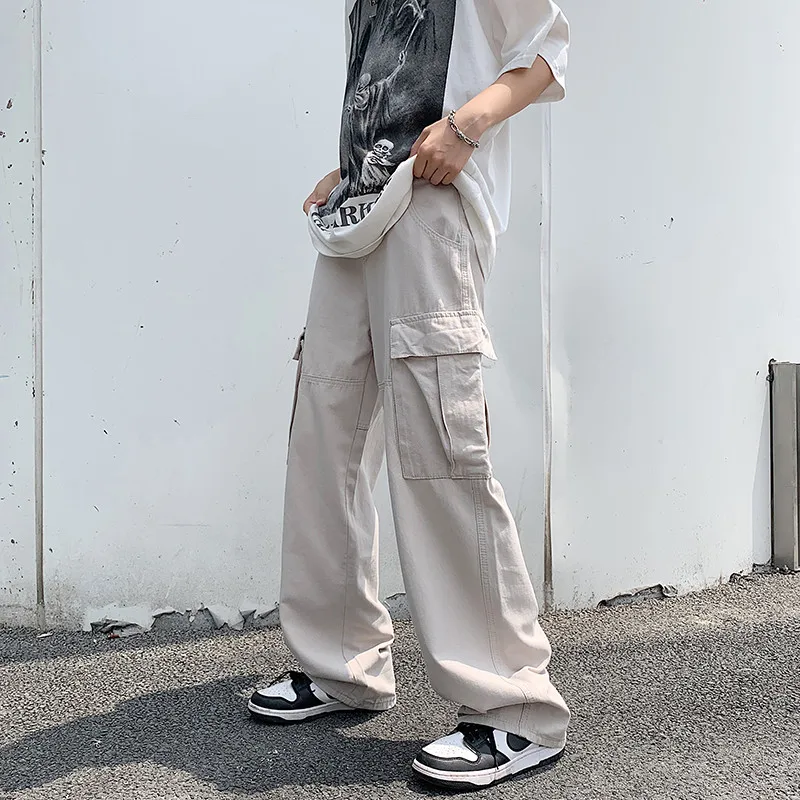 

KAPMENTS Y2k Streetwear Hip Hop Cargo Pants 2023 Korean Fashions Harajuku Sweatpants Overalls Black Low Waist Stacked Pants