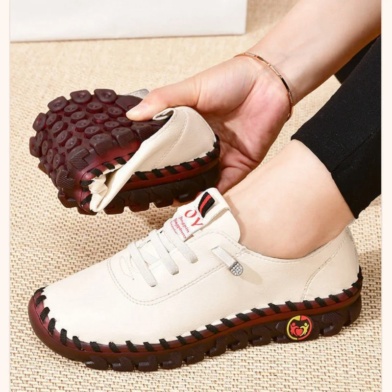 

Comfortable Cushion Loafers Woman Spring Autumn Orthopedic Sneakers Mom Cozy Oxford Leather Moccasins Ladies Flat Shoes