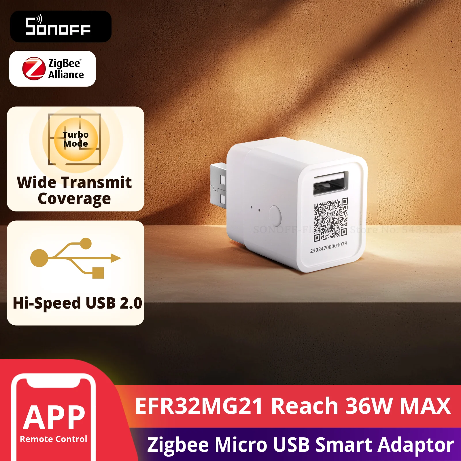 

SONOFF ZBMicro Zigbee 3.0 Интеллектуальный адаптер Micro USB EFR32MG21 Широкая передача покрытия голоса через концентратор Zigbee работает с Alexa Google