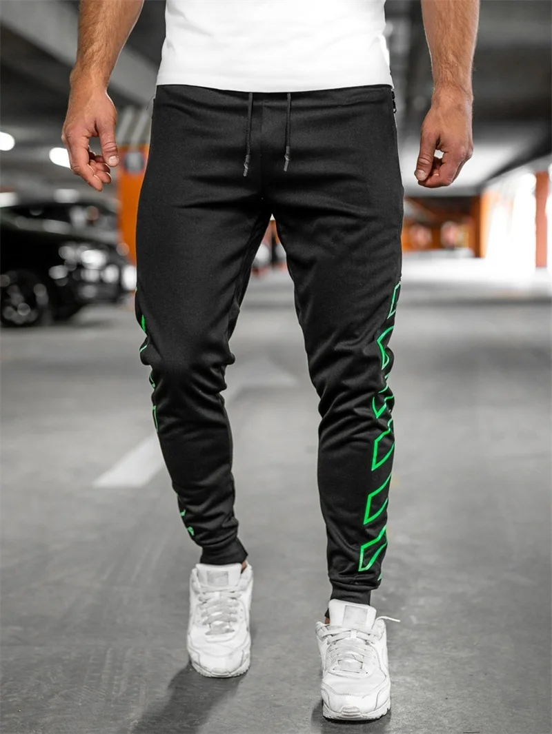 

Весенне-осенние мужские брюки с карманом на молнии, удобные быстросохнущие спортивные штаны с принтом, спортивные брюки, мужские облегающие повседневные спортивные брюки