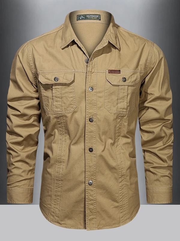 

American Sle Vintage Casual Loose Cotton Long Sve Men's irt Thin Inner Wear Spring Autumn Season Outdoor Workwear