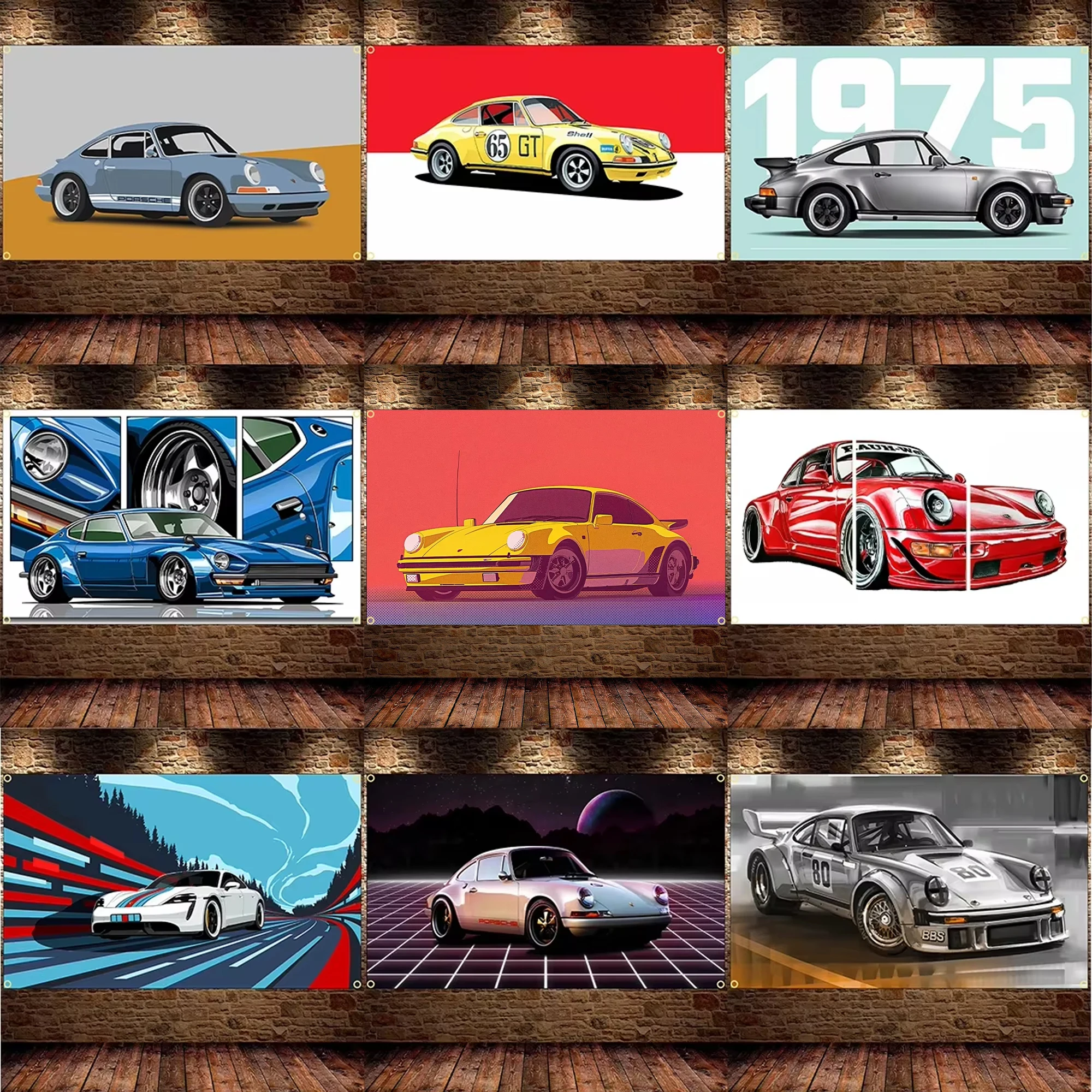FLAGDOM 90X150CM 3X5FT Cool P Classics Racing Car Flag Polyester Printed Racing Car Banner For Decor