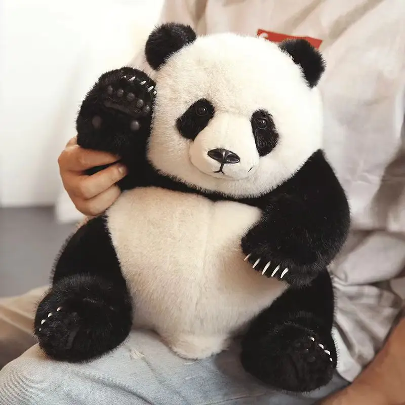 33cm Kawaii Chinese Star Giant Panda QiZai&HuaHua Plush Toys Soft Stuffed Animal Lifelike Cute Bears Sofa Cushion for Kids Gifts